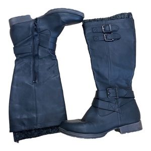 Women's Black Tall Buckle Boots - Unbranded